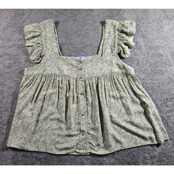 CeCe Women's Off-the-Shoulder Blouse L Sage Green with Ruffled Sleeves - Picture 1 of 5